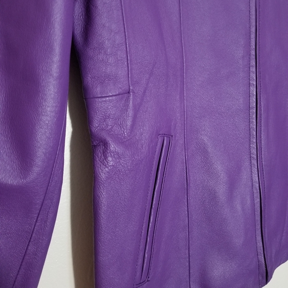 Vintage LA-ROSE Purple Leather Zip Up Jacket Size Small - Picture 4 of 16
